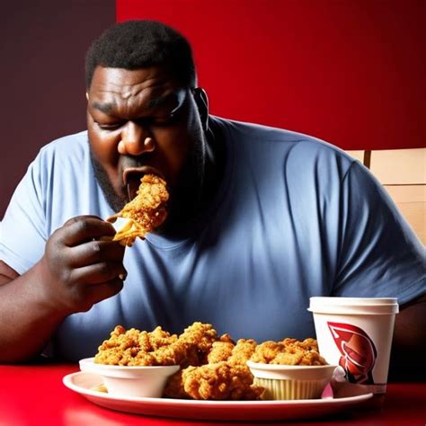 Big Black Man Eating Kfc