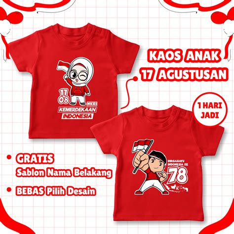 Kaos Kemerdekaan Anak Indonesia Agustus Custom Nama Akucetak Id