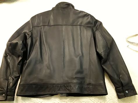 Emc Mens Black Leather Jacket Size Large Motorcycle B Gem