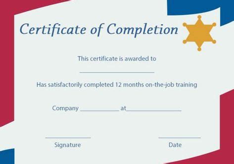 Certificate Of Completion Ojt Template