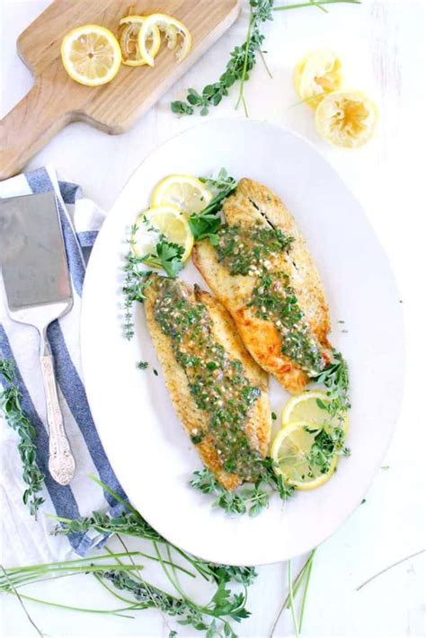 Pan Fried Sea Bass with Lemon Garlic Herb Sauce - Bowl of Delicious