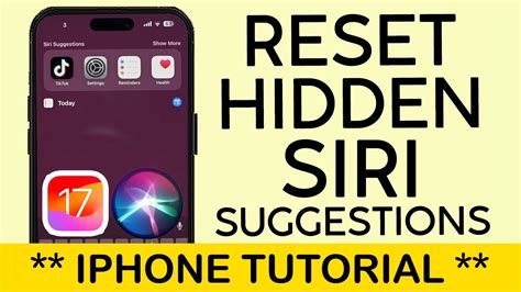 How To Reset Hidden Siri Suggestions On Your IPhone IOS 17 2023 YouTube