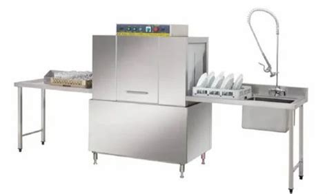 Stainless Steel Commercial Conveyor Type Dishwasher For Hotel Capacity 1000 Dishes Per Hour