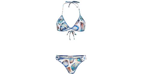 Brigitte Bardot Shell Print Bikini In Blue Lyst