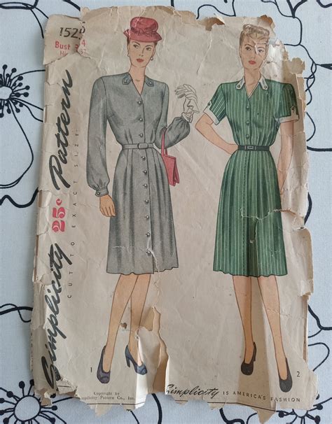 Vintage Simplicity Dress Pattern Wounded Bird Etsy