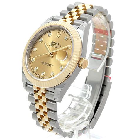 Rolex Datejust 41 Champagne Diamond Dial Steel 18k Yellow Gold Jubilee 126333