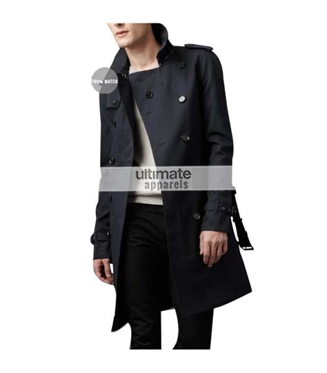 Burberry London Mens Cotton Twill Trench Black Coat