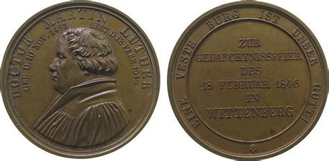 Reformation Religion Medaille 1846 Bronze Luther Martin 1483 1546