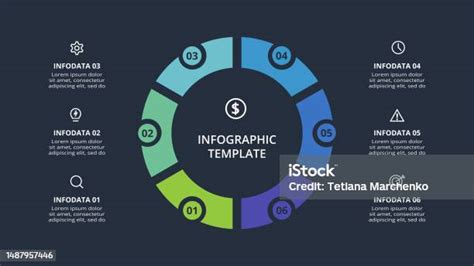 แนวคิดไดอะแกรมสําหรับอินโฟกราฟิกที่มี 6 ขั้นตอนตัวเลือกชิ้นส่วนหรือกระบวนการ เทมเพลตสําห