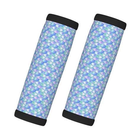 Luggage Handle Wraps for Suitcases - blue green pink fish scale Luggage