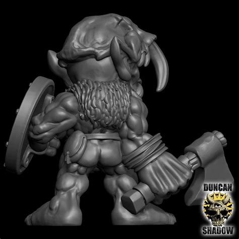 D Printable Nude Goblin Barbarian With Axes Pre Supported By Duncan