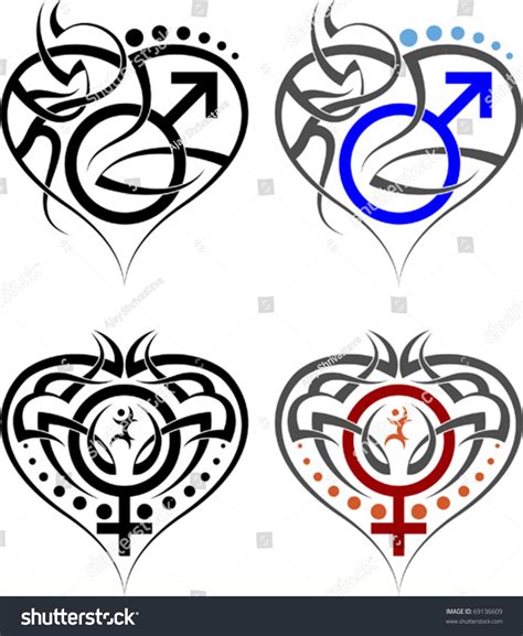 Tribal Tattoo Gender Symbols: เวกเตอร์สต็อก (ปลอดค่าลิขสิทธิ์) 69136609 ...