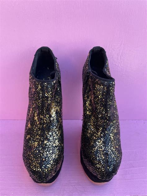 Sequin Metallic Heelless Platform Shoes Special Edition Boardwalk