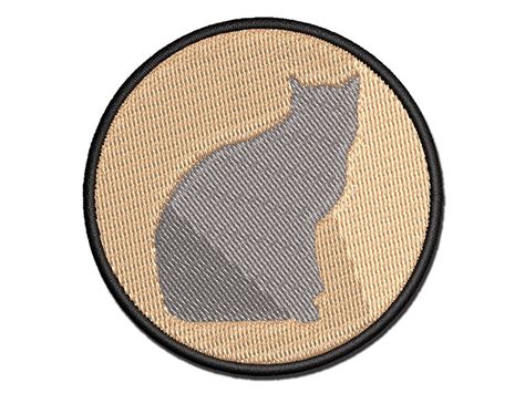 Cat Sitting Side Profile Solid Multi Color Embroidered Iron On Or Hook And Loop Patch Applique