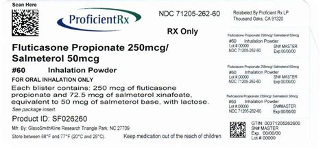 BUY Fluticasone Propionate And Salmeterol - Diskus (Fluticasone Propionate And Salmeterol) 250 ...