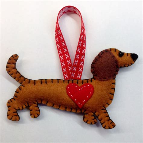 Felt Dachshund Ornament Valentines Day Sausage Dog Ornament Doxie