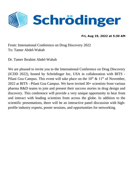 Pdf An Invitation To The International Conference On Drug Discovery