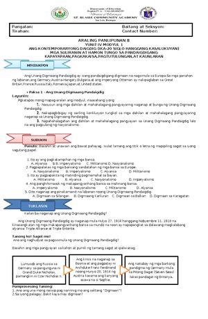 Ap Grade 8 Module 1 4th Quarter ARALING PANLIPUNAN 8 YUNIT IV MODYUL