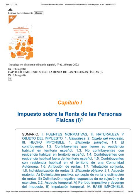 Capítulo I Irpf Leídos Recientemente Cerrar Introducción Al Sistema