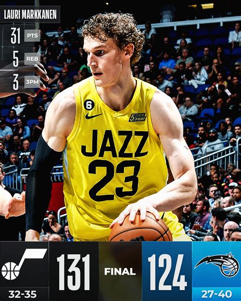 NBA On Twitter Lauri Markkanen Leads The Utahjazz To The Road Win