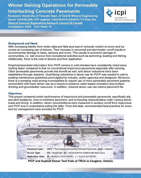 Winter Deicing Operations For PICP University Of Toronto Deicing