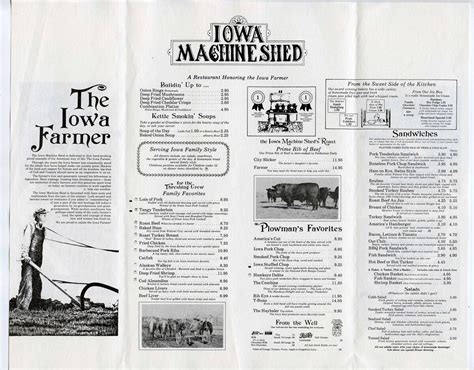 Old Iowa Machine Shed menu. : r/VintageMenus