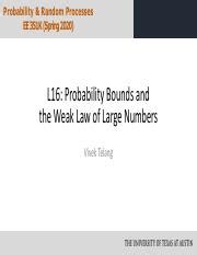 L16 Probability Bounds And The Weak Law Of Large Numbers Pdf