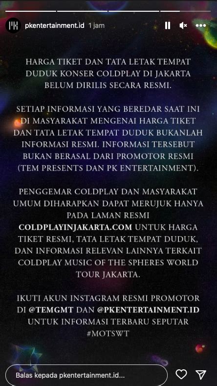 Beredar Harga Tiket Dan Seat Plan Konser Coldplay Promotor Yang Resmi