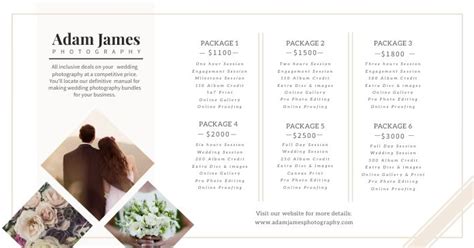 Wedding Venue And Photography Price List Wedding Service Wedding