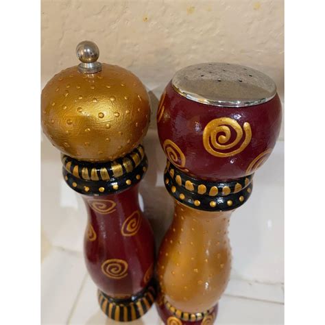 Wooden Salt And Pepper Shakers Hand Painted Etsy