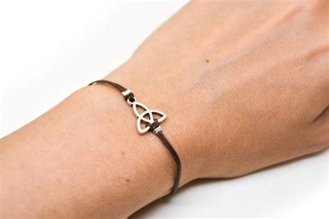 Trinity Bracelet Brown Charm Bracelet Silver Tone Triquetra Charm