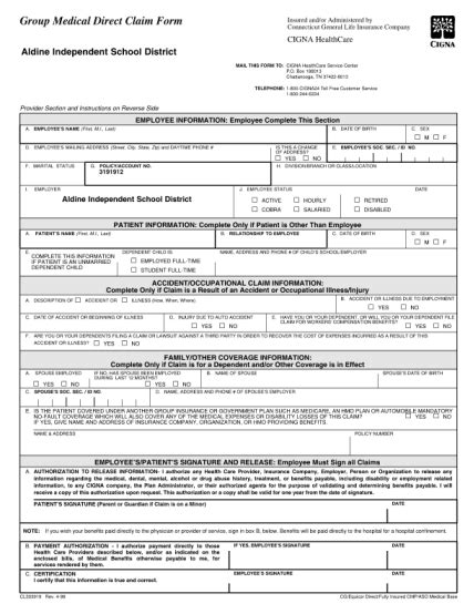 24 Cigna Medical Claim Form Free To Edit Download And Print Cocodoc