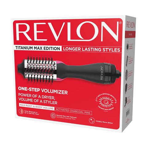 Revlon One Step Hair Dryer And Volumizer Titanium Max Edition Hot Air Brush Black