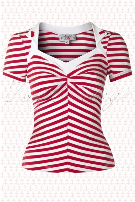 S Elyse Striped Stretch Top In Red And White