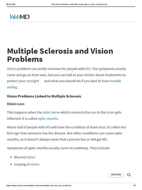 MS Vision Problems - How MS Causes Blurry Vision and Eye Pain | PDF ...