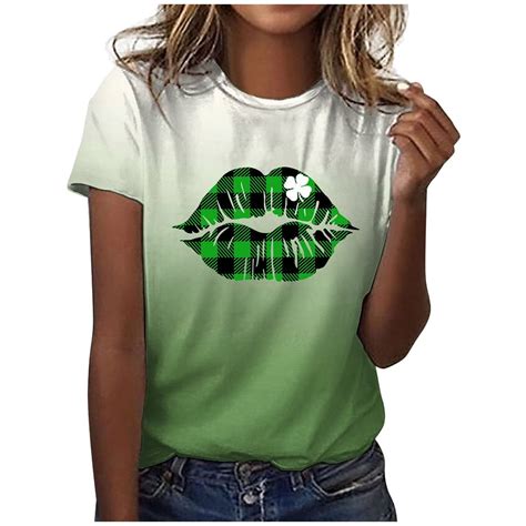 St Patricks Day Womens Shirt Womens Tops Casual Top Short Sleeve Round