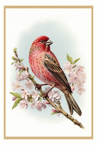 Vintage Bird Pink Blossom Free Stock Photo Public Domain Pictures