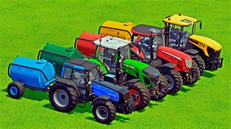 JOHN DEERE Vs NEW HOLLAND Vs CASE Vs JCB TRACTORS TRANSPORT COLORS FUEL