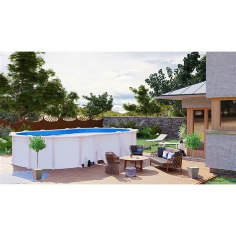 Piscine ovale acier Gré Fidji 6 10 x 3 75 x 1 20 m Raviday Piscine