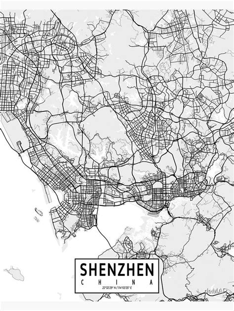 Shenzhen City Map Of China Light Poster For Sale By DeMAP China