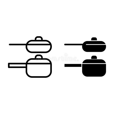 Dos Cacerolas Alinean Y El Icono Del Glyph Ejemplo De Cocinar Del