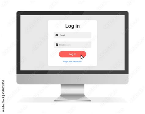 Sign in page on computer screen. Desktop computer with login form and ...