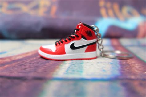 Mini Air Jordan 1 Chicago Keychain Sneakers Keyring Trainers Etsy Uk