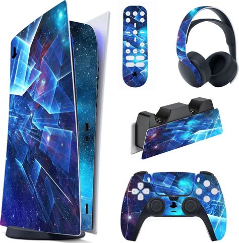 Playvital Blue Flame Full Set Skin Decal For Ps Console Digital