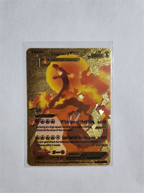 Custom Pok Mon Gold Foil Card Charizard Vmax Fan Art Card Values Mavin