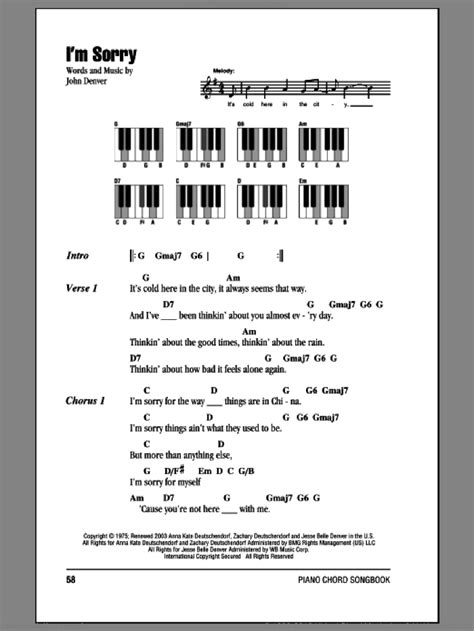 Im Sorry Sheet Music For Piano Solo Chords Lyrics Melody