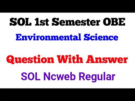 DU SOL OBE First Semester Environmental Science Aecc Question 4