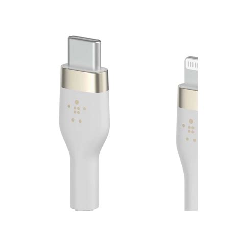 Belkin Usb C Lightning Punottu Silikonikaapeli M Valkoinen