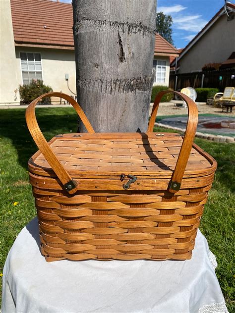 Vintage West Rindge Baskets Inc Picnic Basket 1940s Pie Basket Etsy