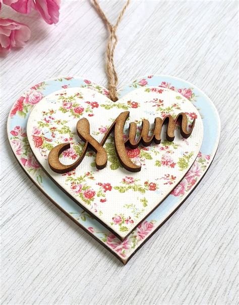 Wooden Mum Hanging Decoration Wooden And Floral Ornament Home Etsy Ireland